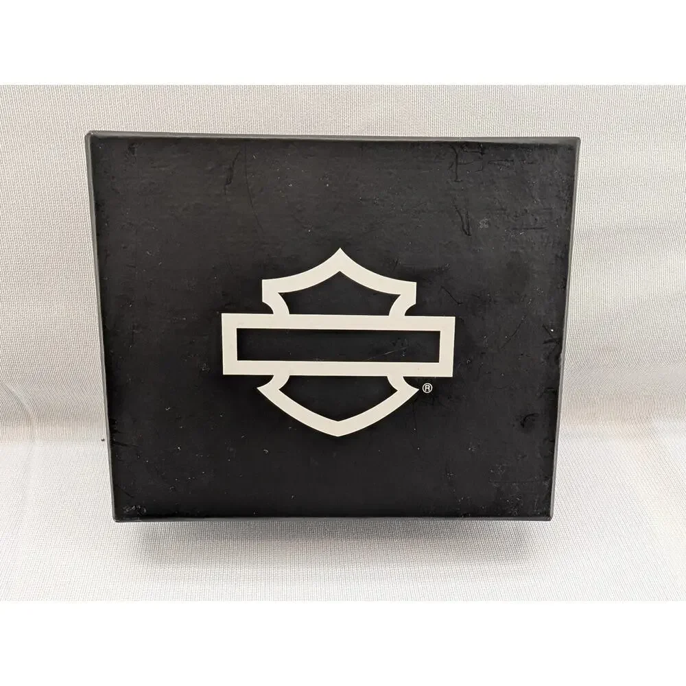 New Harley Davidson Men's Leather RFID Blocking Trifold Leather Wallet in Black
